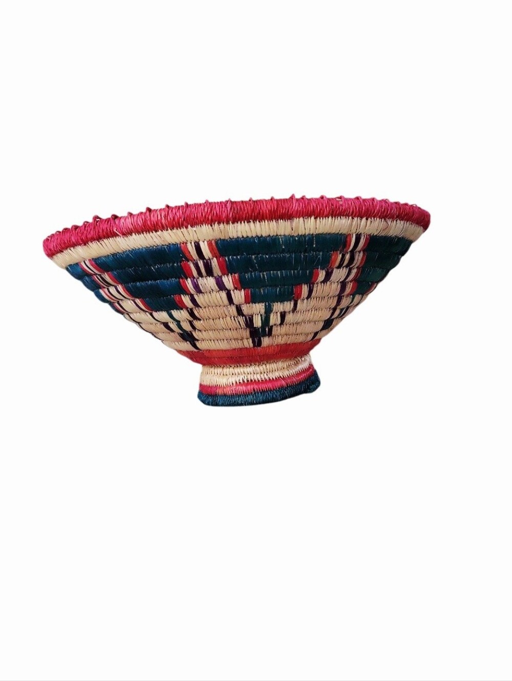 Vintage Boho African Woven Coil Pedestal Bowl - Picture 8 of 10